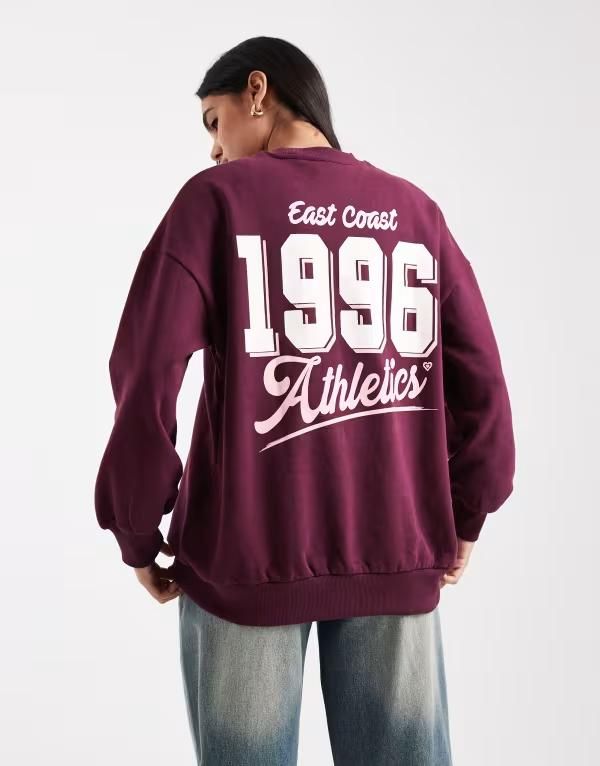 ミスセルフフリッジ レディース アウター ニット・セーター スウェット シャツ Miss Selfridge east coast oversized sweatshirt in plum Plum