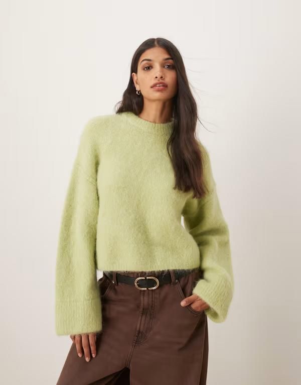 エイソス レディース アウター ニット・セーター セーター ASOS DESIGN chunky alpaca sweater in light Sage セージ