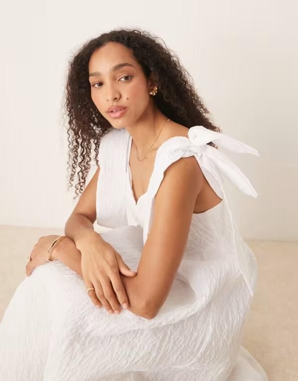 シスタージュン レディース トップス ワンピース ミディワンピース ミディ Dream Sister Jane Prairie bow jacquard midi dress White ホワイト
