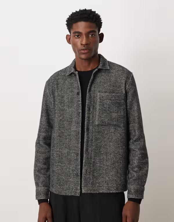 エイソス メンズ トップス シャツ ASOS DESIGN overshirt herringbone texture Black ブラック 10,380円