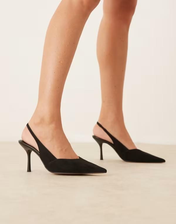 エイソス レディース シューズ ヒール ASOS DESIGN Sabrina slingback stiletto heels Black ブラック