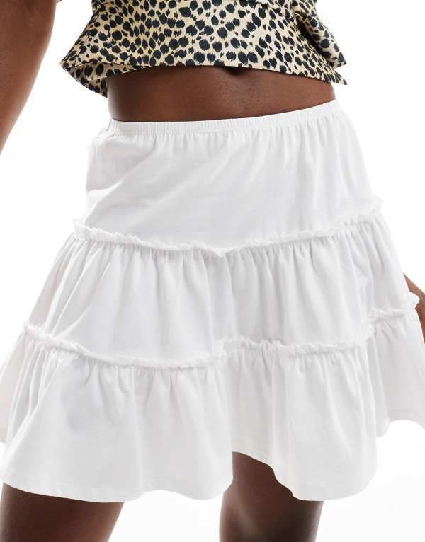 エイソス レディース ボトムス スカート ティアード ミニ ASOS DESIGN tiered mini rara skirt White ホワイト
