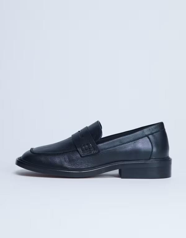 トップショップ レディース シューズ スリッポン・ローファー レザー ローファー Topshop Cole premium real leather square toe loafers Black