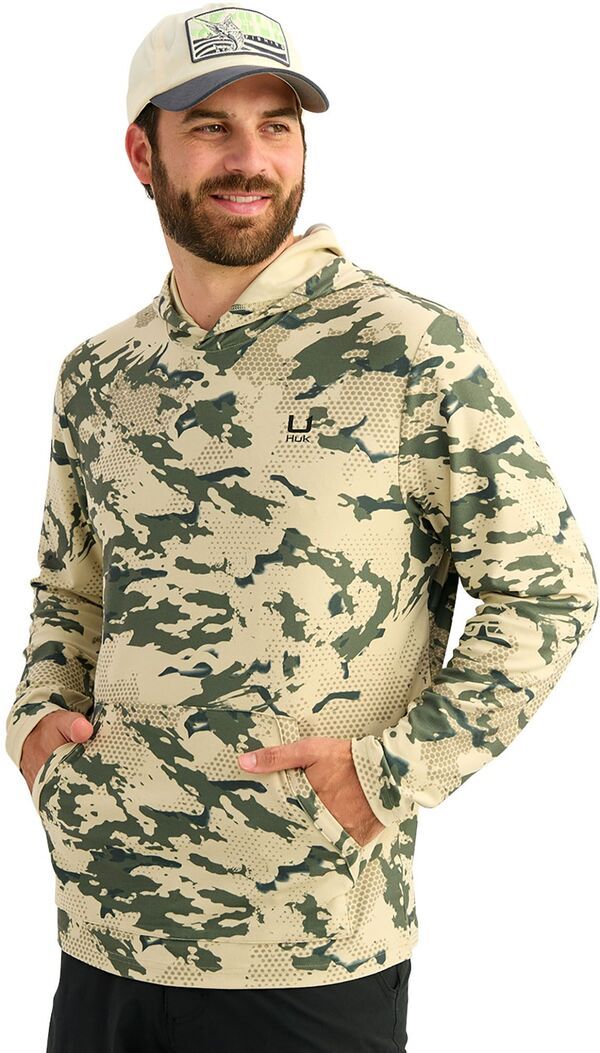 フック メンズ アウター パーカー・スウェット プリント フリース HUK Mens Leeward Lightweight Fleece KC Printed Hoodie Moss 2