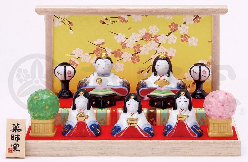 染錦華小紋飾り雛 出産祝 陶器 桃の節句 お雛様 お雛さま 雛人形 ひな人形