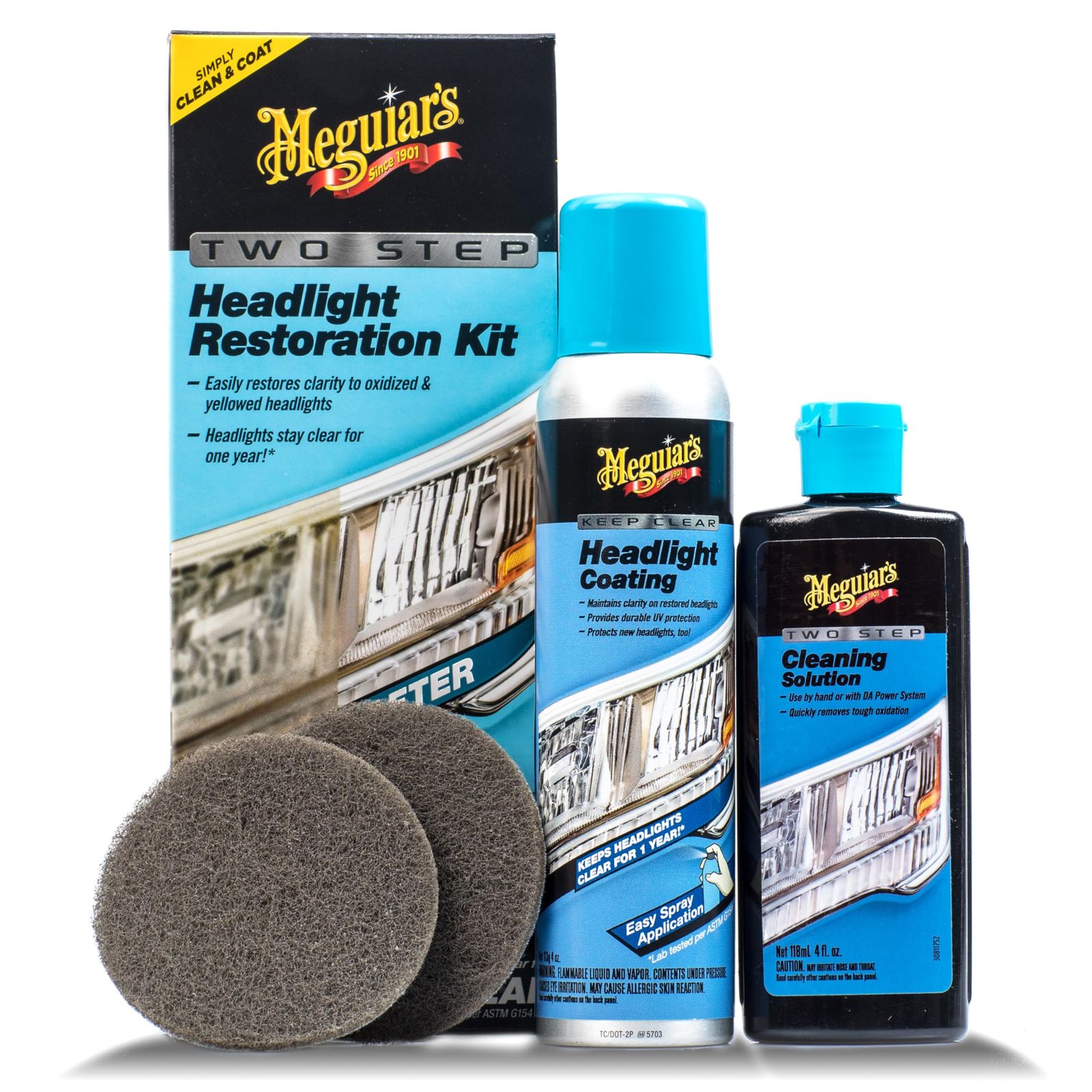 Meguiar's 2ステップ車��ヘッドライト修復キット ヘッドライトクリーナーは透明な車のプラスチックを修復し、再酸化から保護します コーティングとクリーニング液付き - 4個 (1パック) 6,694円