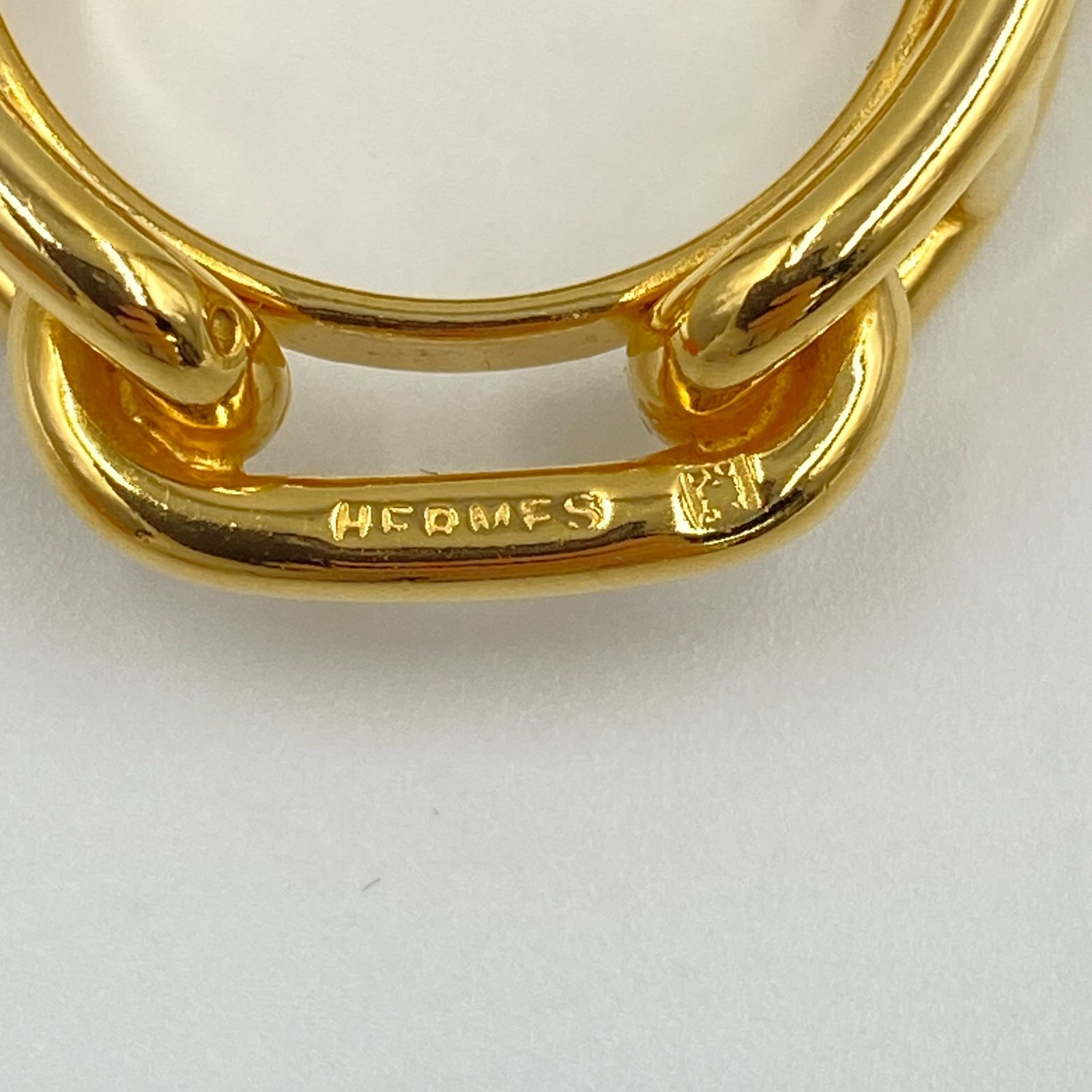 エルメス HERMES シェーヌダンクル スカーフリング GP 箱付 ゴールド