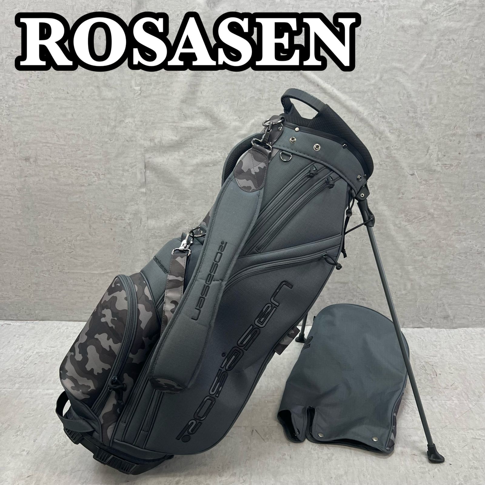 ロサーセン ゴルフ用 スタンド式 キャディバッグ 9型 5分割 ROSASEN カモフラ グレー系