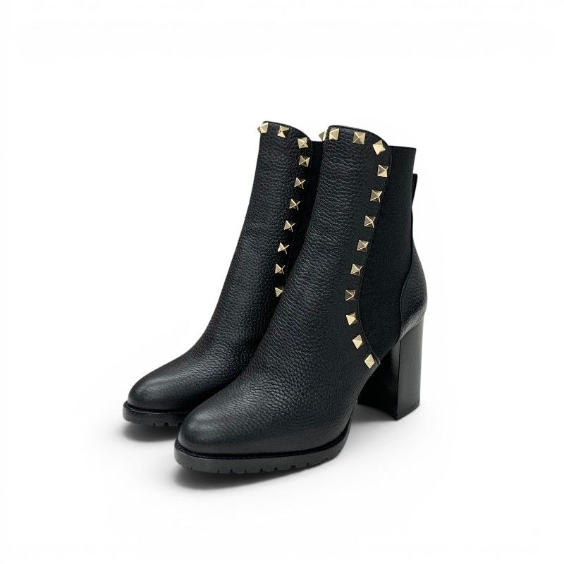 ヴァレンティノ VALENTINO ブーツ ショートブーツ 靴 シューズ レザー ブラック 黒 ゴールド ロックスタッズ サイドゴア