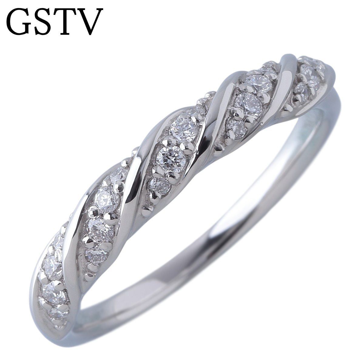 GSTV ツイスト スパイラル ダイヤ リング 0.20ct 14号弱 Pt950 新品仕上げ済 ジーエスティーブイ【27036】