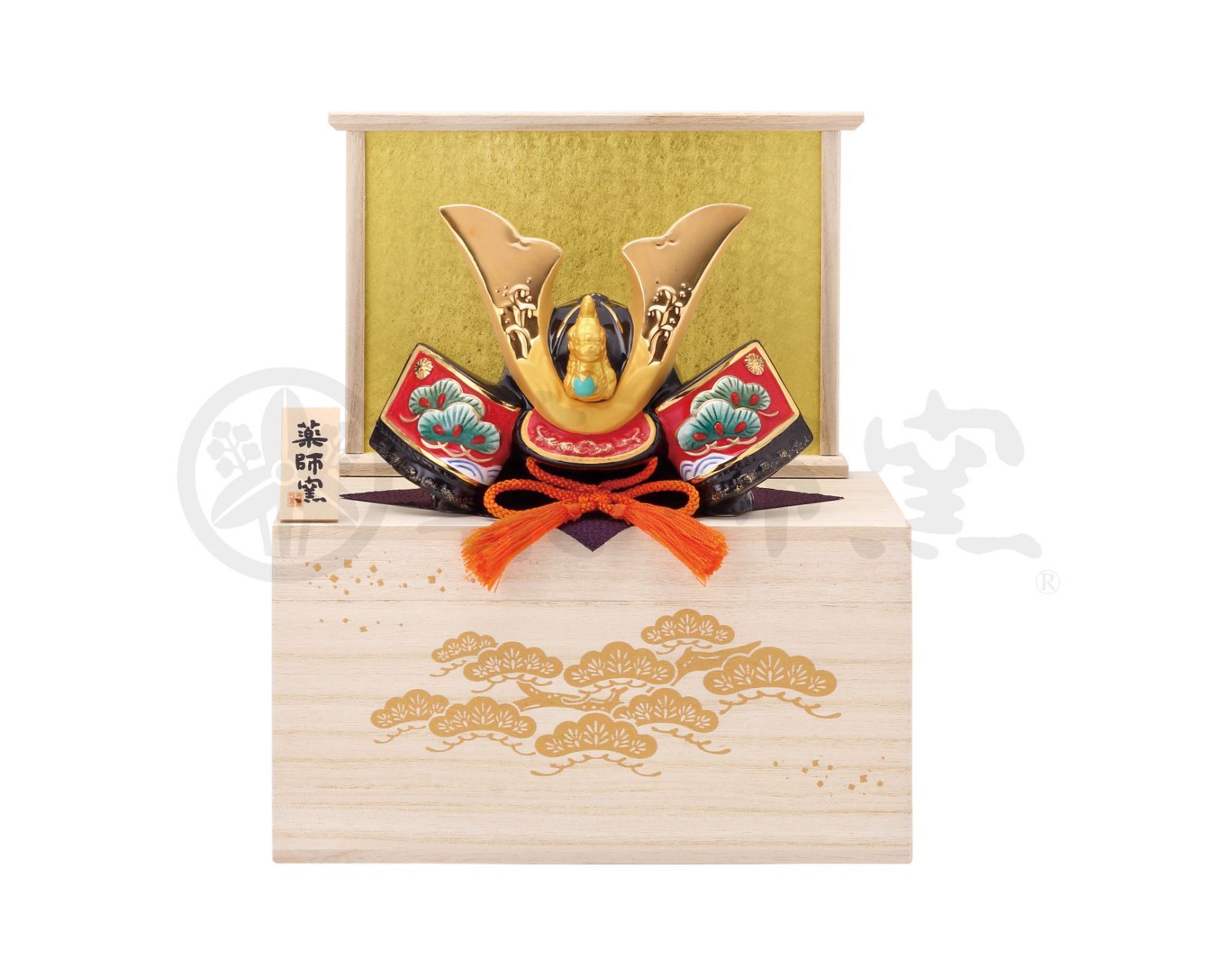 彩絵出世兜　若松金龍・桐箱台付き （陶器/五月人形） 12,750円