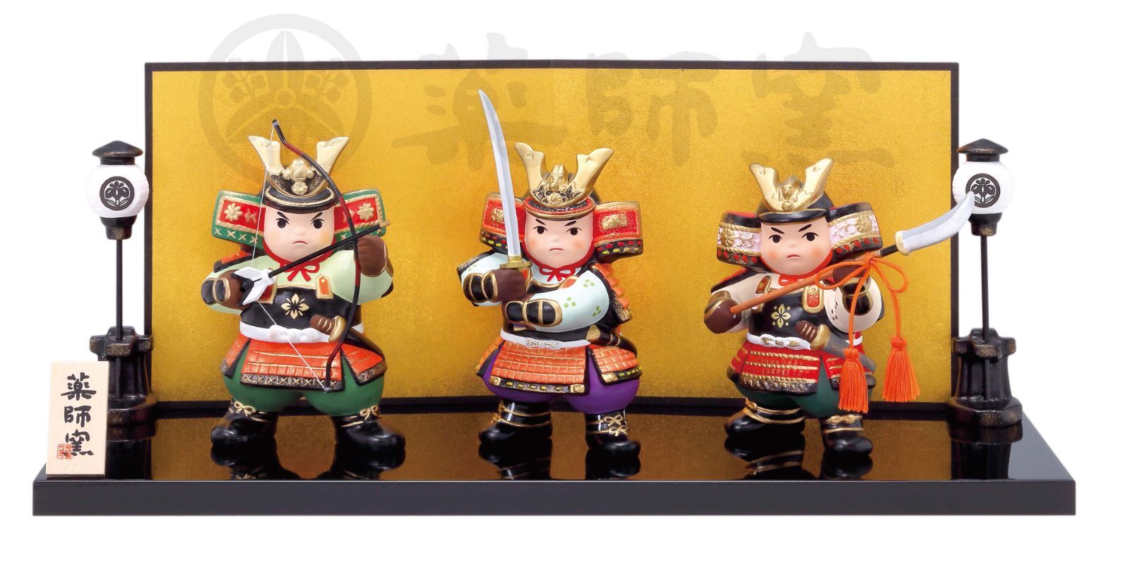 錦彩三武者揃 （陶器/五月人形）
