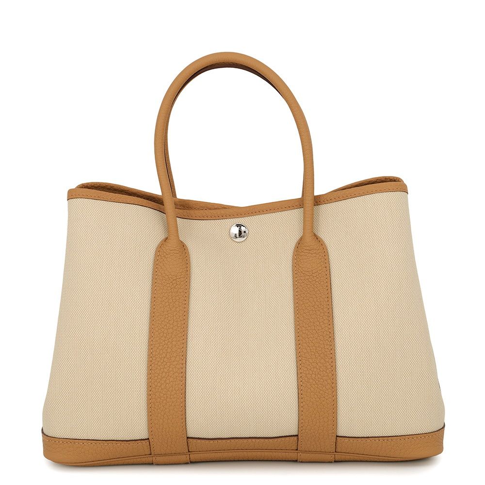 エルメス トートバッグ ガーデンパーティTPM べトン/ビスキュイ/シルバー金具 ネゴンダ/トワルミリタリー W刻印 HERMES