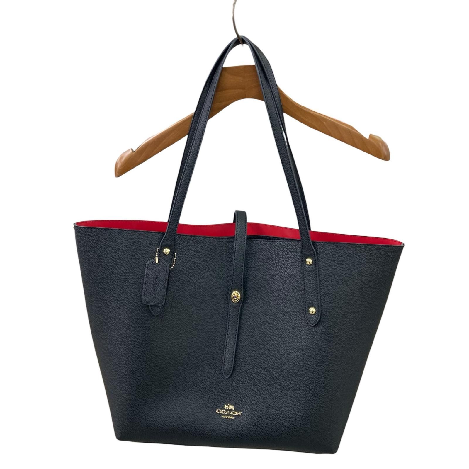 186005 現状品 COACH コーチ トートバッグ 大容量 A4収納可能 ブラック/レッド