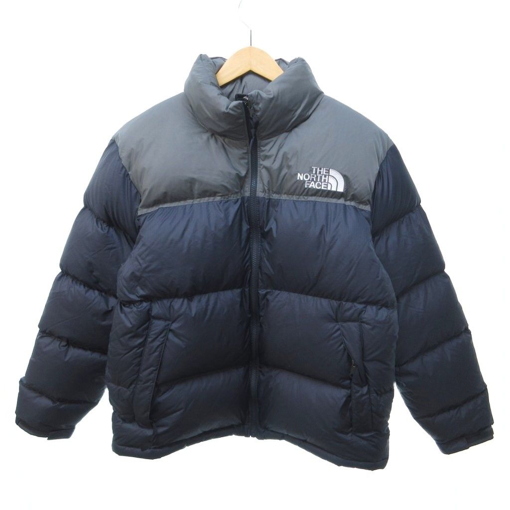 ザノースフェイス THE NORTH FACE 美品 ヌプシ ダウンジャケット ロゴ刺繡 ハイネック ドロスト ND92555 グレー M