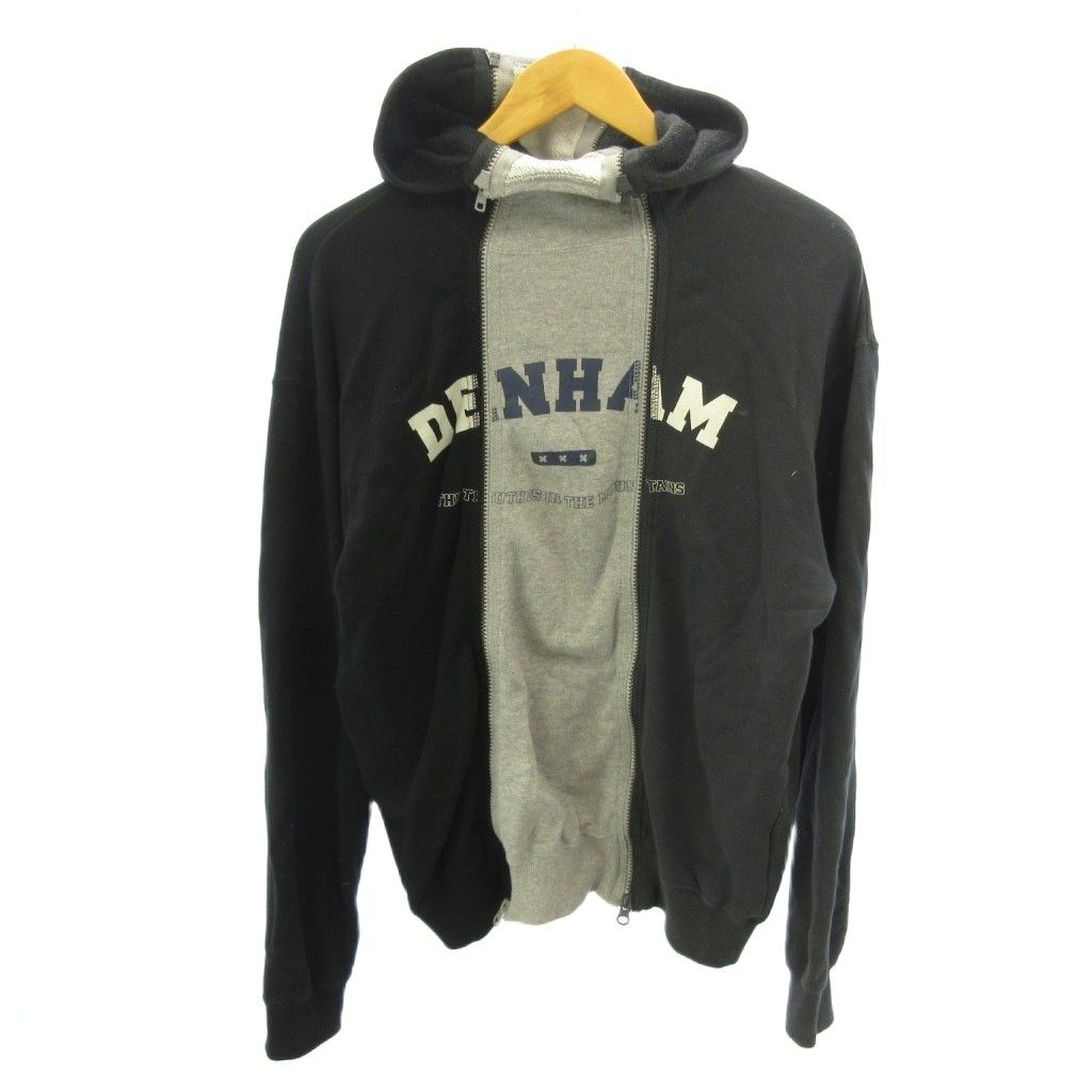 デンハム DENHAM × マウンテンリサーチ Moutain Research コラボ MRDH 4ZIP パーカー フーディ ジップアップ ロゴ プリント M 黒 ブラック グレー 0725 8,502円