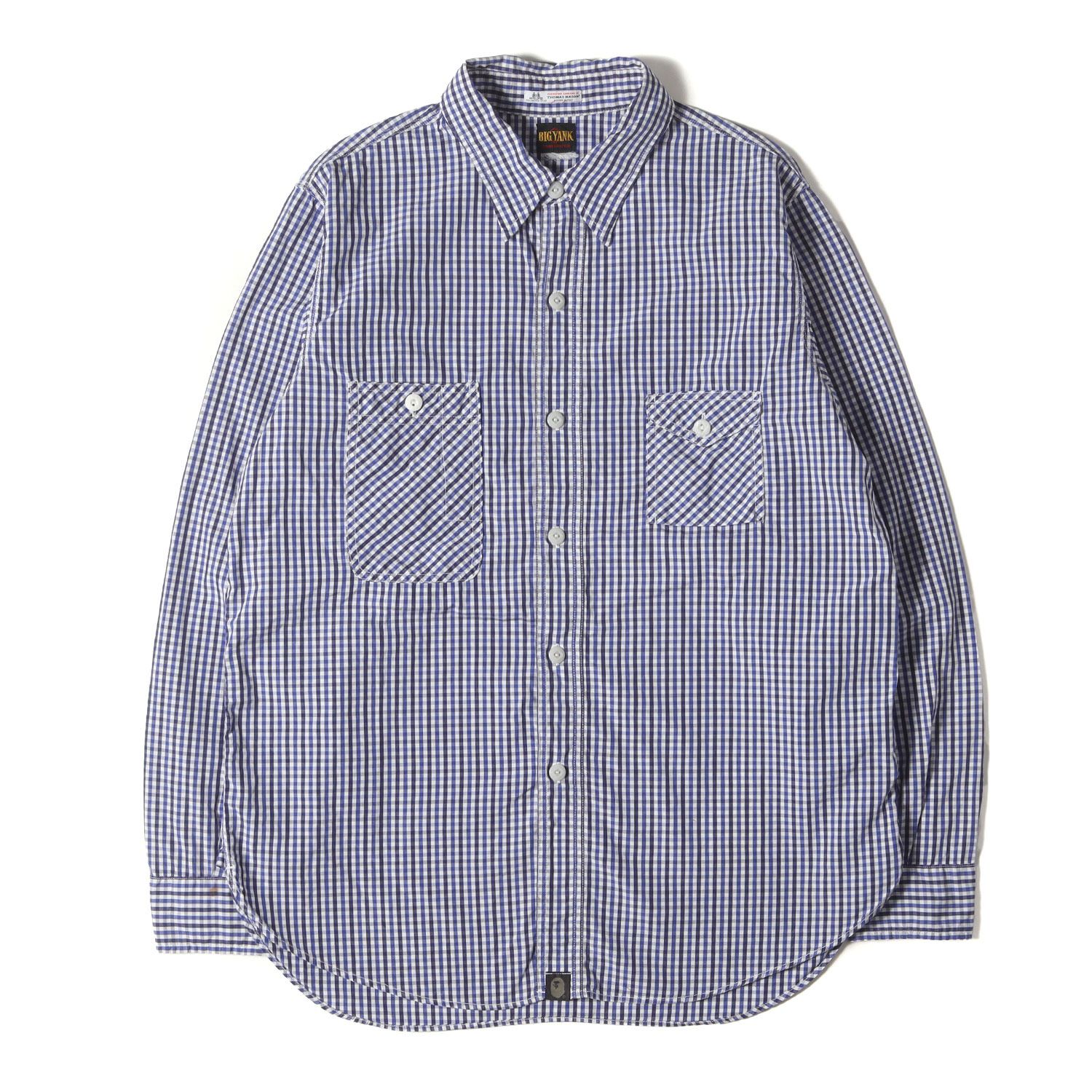 A BATHING APE ア ベイシング エイプ 45775 ×BIG YANK ×THOMAS MASON ガチャポケット ギンガムチェック シャツ ブルー×ネイビー×ホワイト詳細参照(M位)
