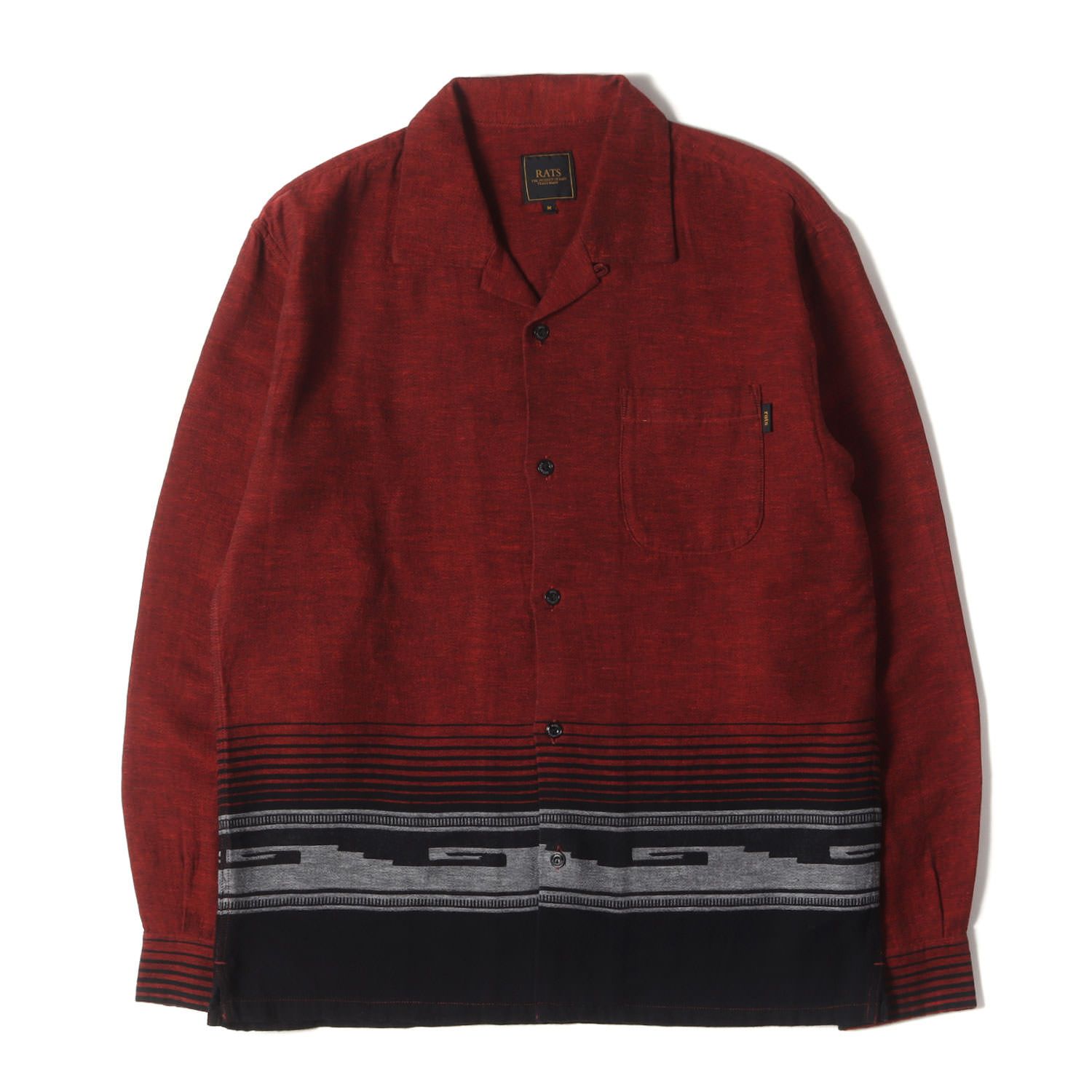 RATS ラッツ 23SS ネイティブ ジャガード オープンカラーシャツ(NATIVE JAQUARD SHIRT) レッド×ブラックM 12,390円