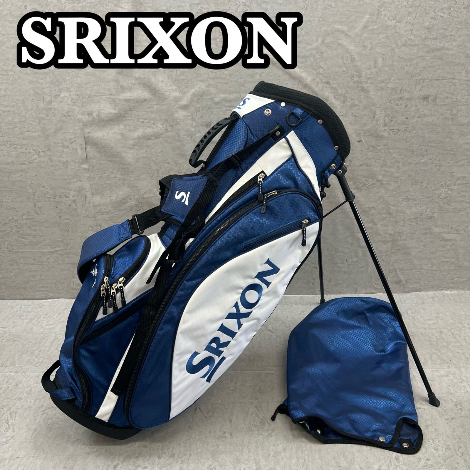 スリクソン ゴルフ用 スタンド式 キャディバッグ 9.5型 5分割 ナイロン ホワイト 白 ブルー 青 SRIXON