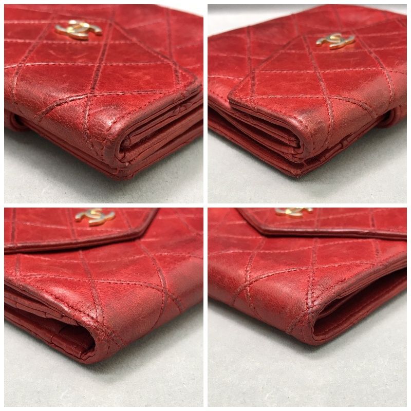 CHANEL シャネル 二つ折り財布 Wホック ワイルドステッチ ココマーク