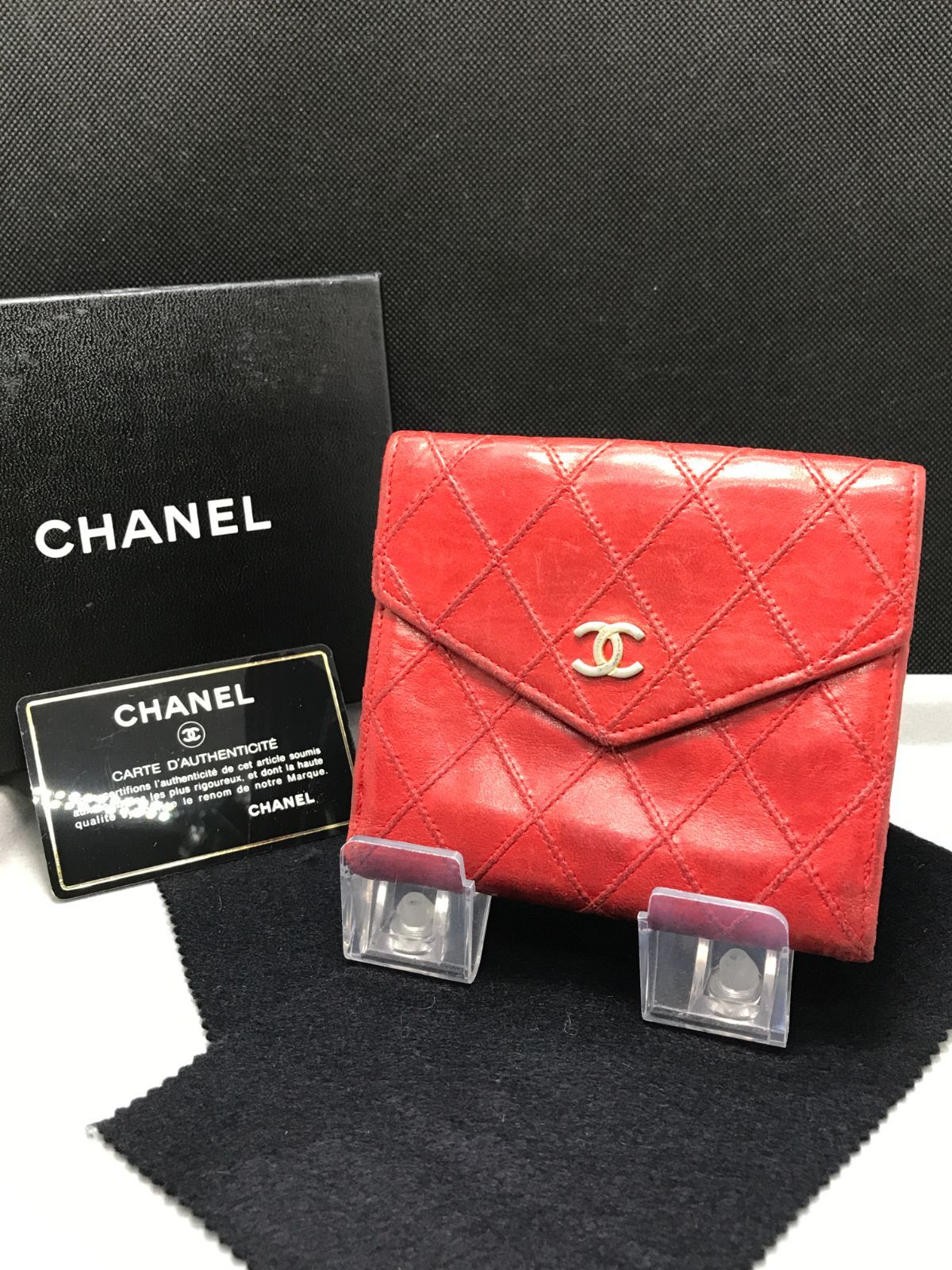 CHANEL シャネル 二つ折り財布 Wホック ワイルドステッチ ココマーク