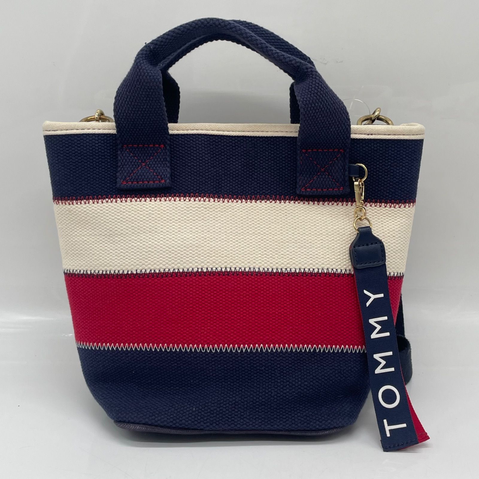 BN9738□TOMMY HILFIGER 2way ショルダーバッグ ミニトート キャンバス 