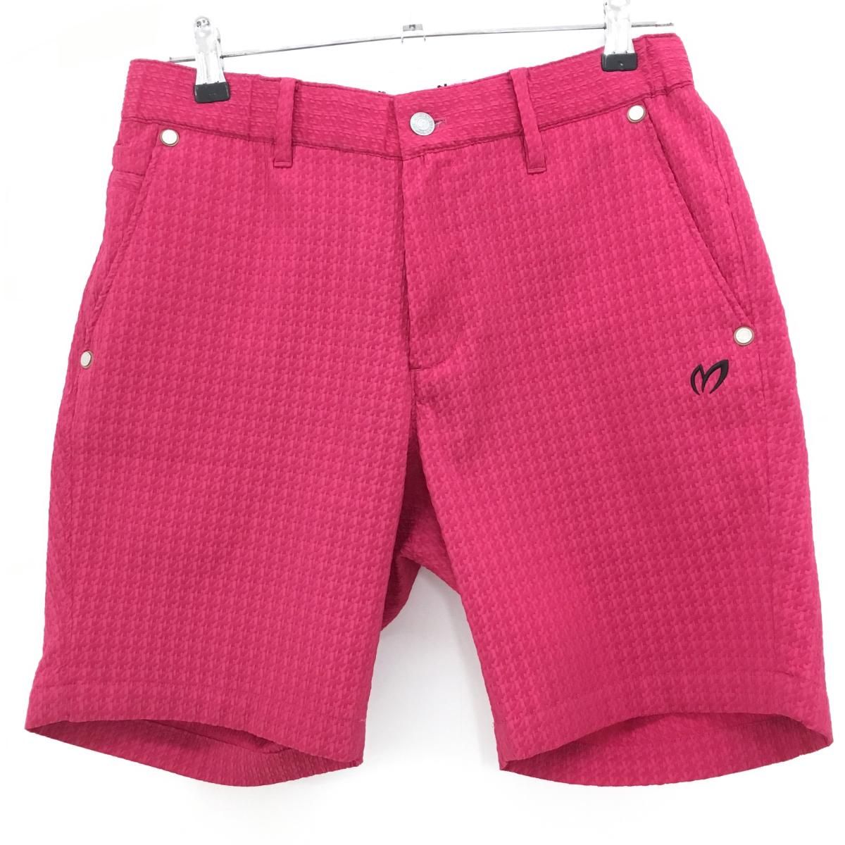 【超美品】マスターバニー ハーフパンツ ピンク 総柄 ロゴ黒 メンズ 46(M) ゴルフウェア 2025年モデル MASTER BUNNY EDITION