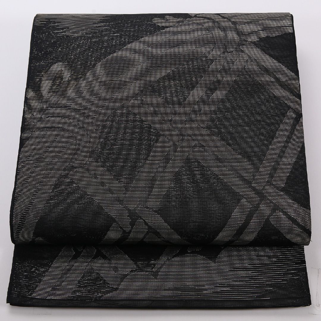 お買い得品！夏物 袋帯 帯丈428cm 正絹 六通 セミフォーマル 光悦垣 黒系 1243-02508