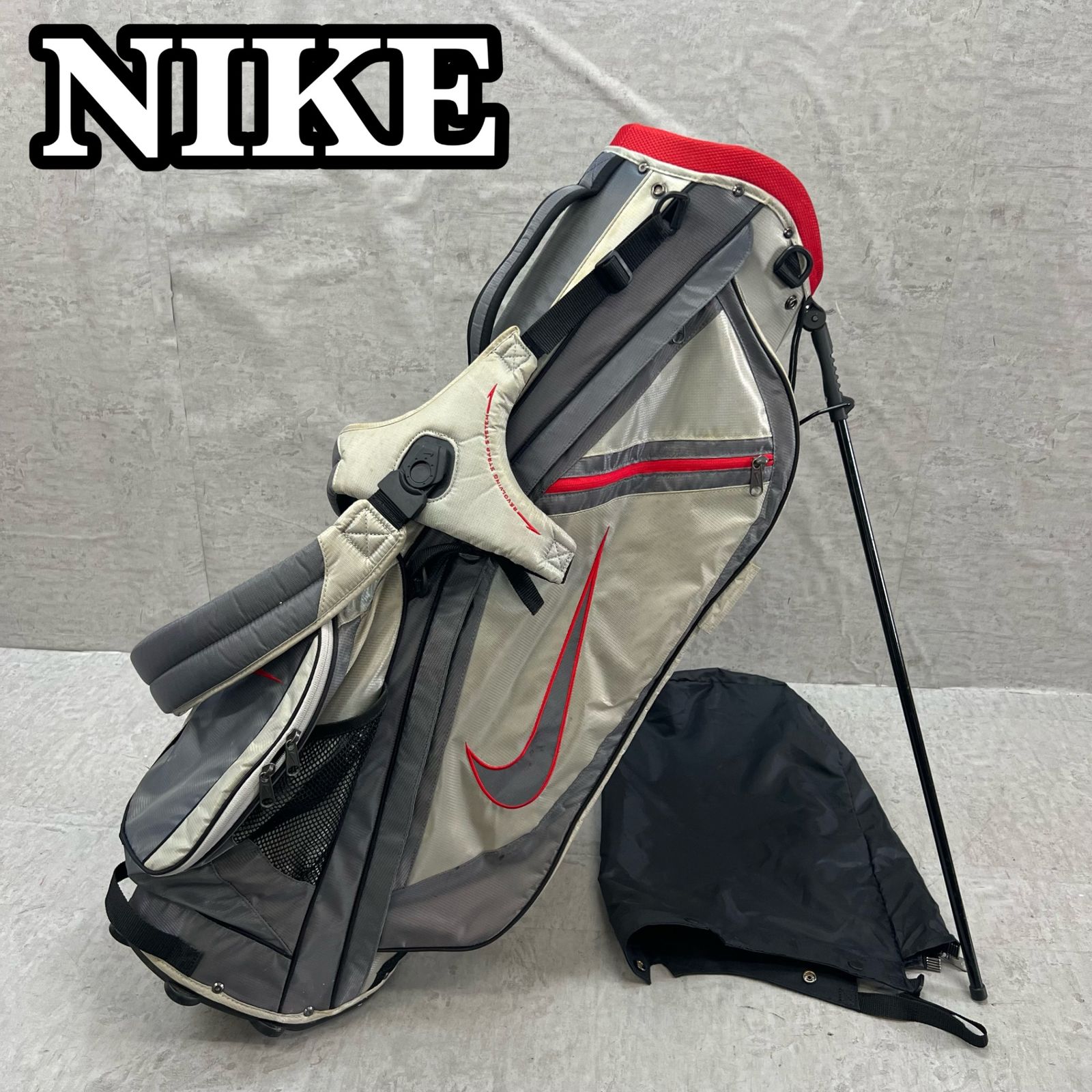 ナイキ ゴルフ用 スタンド式 キャディバッグ 9型 6分割 グレー系 NIKE
