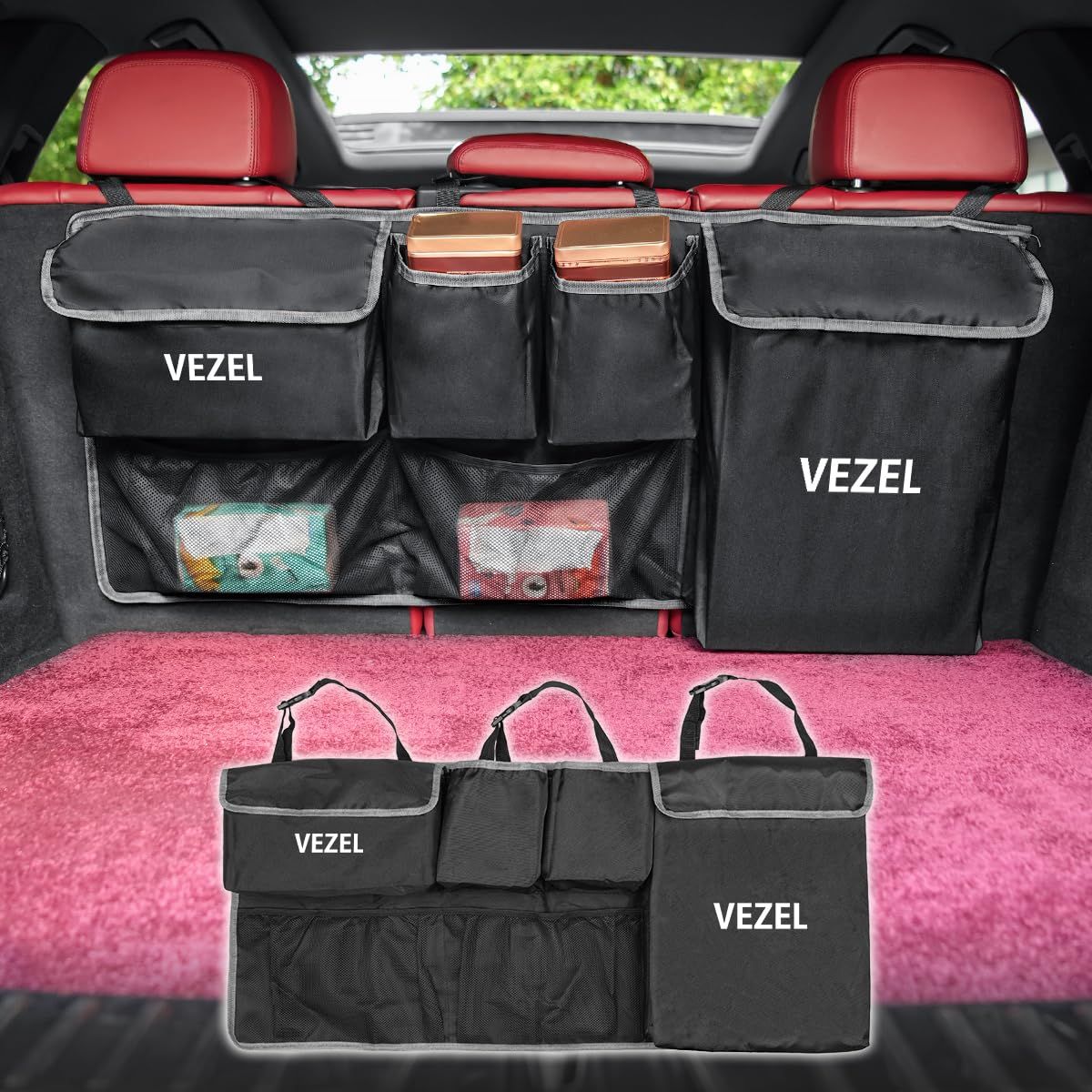 ヴェゼル VEZEL 専用トランク収納ポケット 車 収納バッグ カー シートバックポケット 車用 トランク収納袋 対応ホンダ ヴェゼル VEZEL RV系 RV3 RV4 RV5 RV6 ポケット6つ 大容量 折り畳み可能 防水 キズ防止 持 00734f44