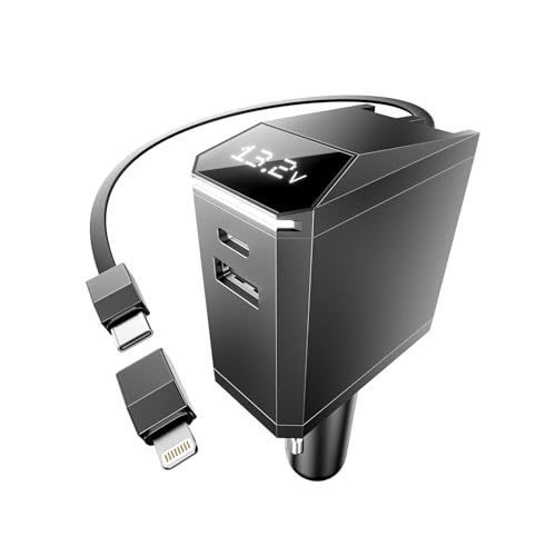 巻き取り式充電ケーブル 車 充電器 シガーソケット 充電器 153W(66W巻取り式 USB-Cケーブル)iPhone Galaxy Android スマートフォン ノートPC iPad 各種 その他機器対応ts 2e7397b8 5,942円