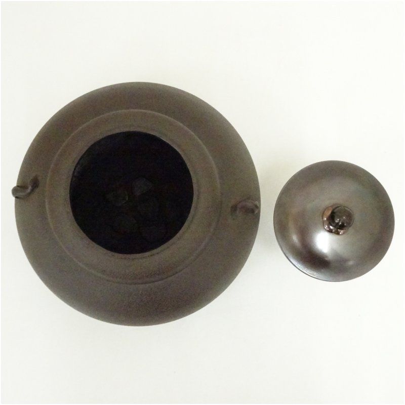 川邊庄造（憲一）造 瓢形釜（釜鐶付）（共箱） 茶道 茶道具 炭道具