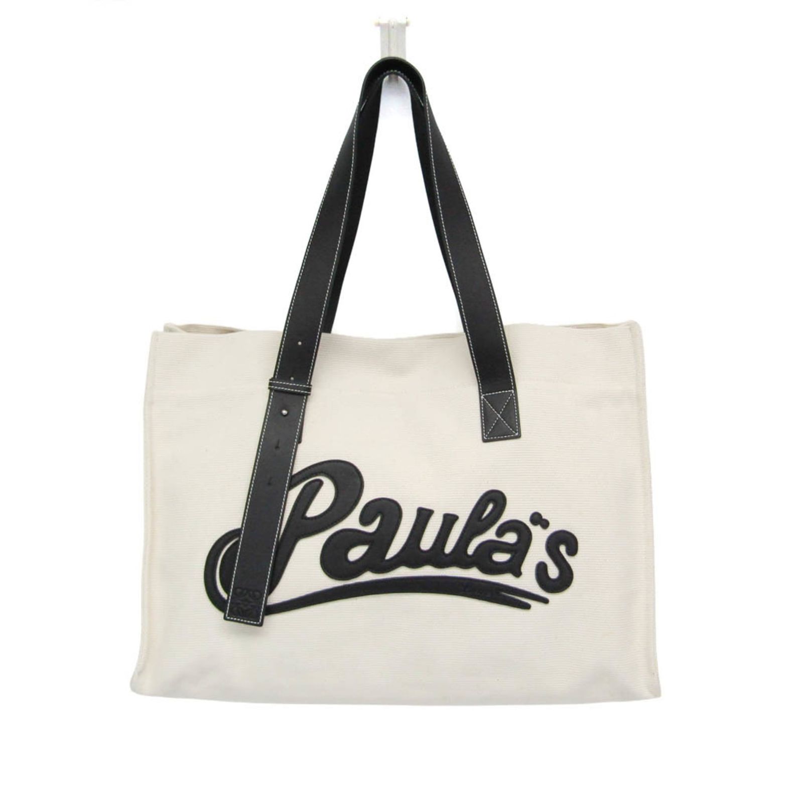 ロエベ(Loewe) パウラズイビザ Paula's Ibiza レディース,メンズ キャンバス,レザー トートバッグ ブラック,オフホワイト
