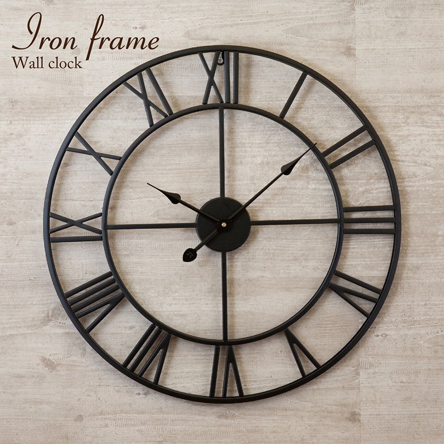 Decorative Wall Clock デコラティブ ウォールクロック Iron Frame 掛け時計 アンティーク インテリア時計｜男前インテリア・プレゼント