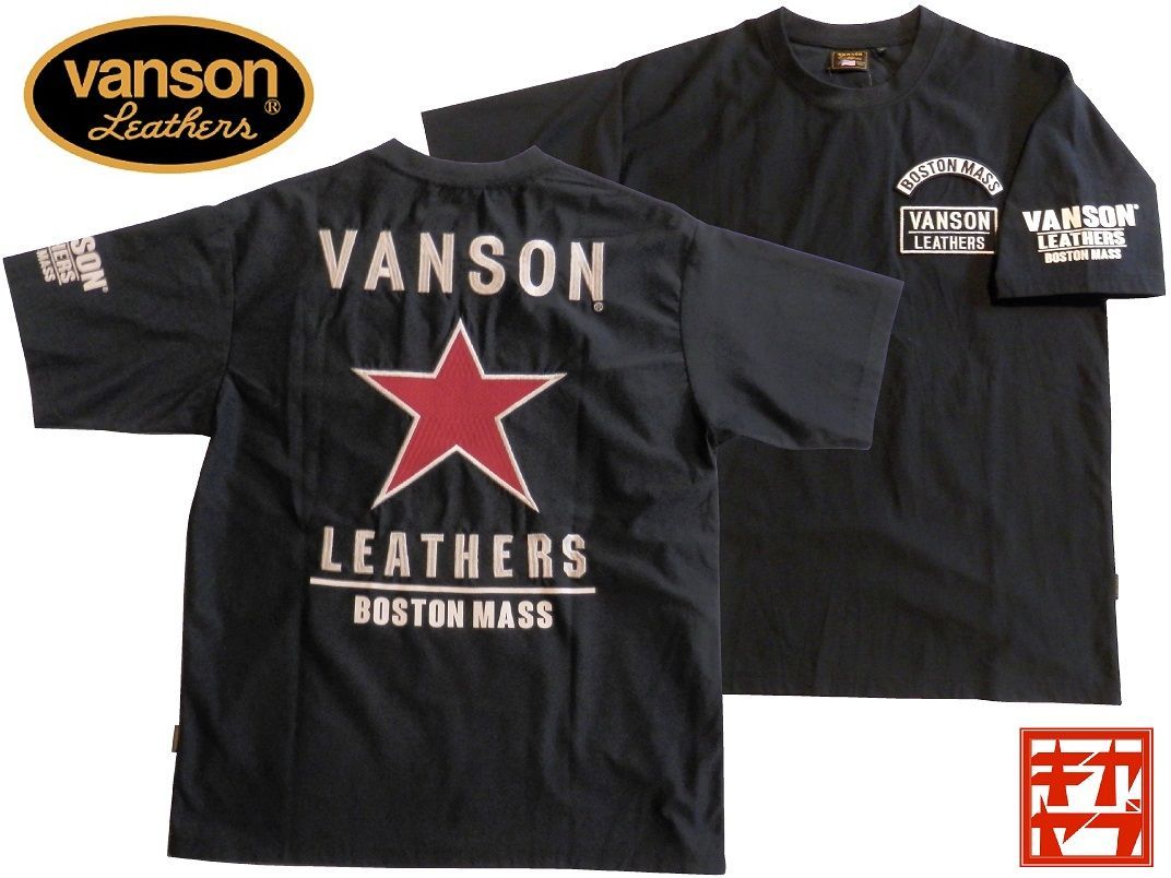 バンソン／vanson／Mサイズ／ドライ半袖Ｔシャツ／NVST-2519／ブラック／新品／送料無料／UVカット／吸水速乾／バイカー／ワンスター