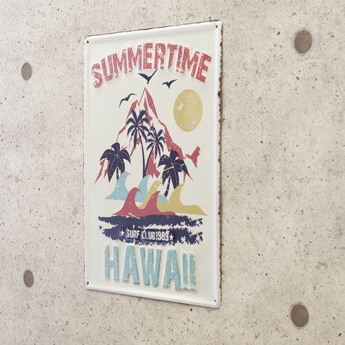 アンティークエンボスプレート レクト SUMMER TIME HAWAII 壁掛け