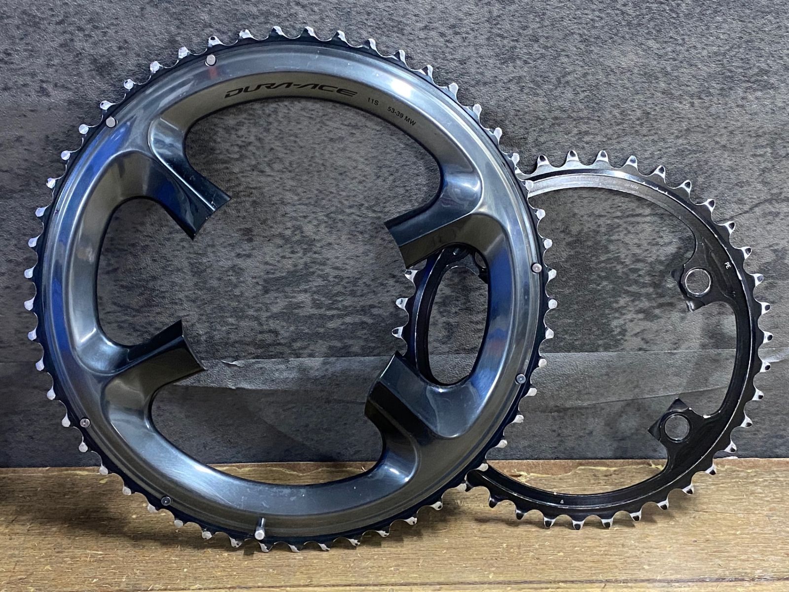 JR581 シマノ SHIMANO デュラエース DURA-ACE FC-R9100 チェーンリングセット 53/39T 摩耗大 ジャンク