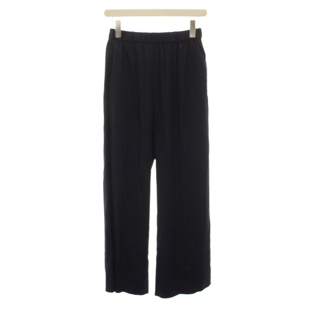 ミューズ ドゥーズィエム クラス MUSE de Deuxieme Classe 25SS SILK SATIN EASY パンツ シルク サテン イージー 34 紺 ネイビー 無地 フルレングス 25030520425010 /YM