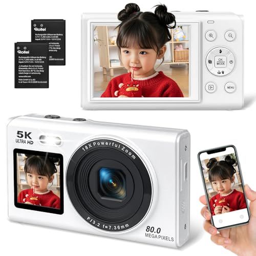 ★新品★デジカメ5K80MPWIFI機能小型デジタルカメラポケットカメラ8000万高画素充電式AFオートフォーカス機能18倍デジタルズーム2.8/1.54インチデュアルディスプレイクリスマス誕生日軽量携帯便利青少年大人初心者向け日本語説明書予 c7b19f96