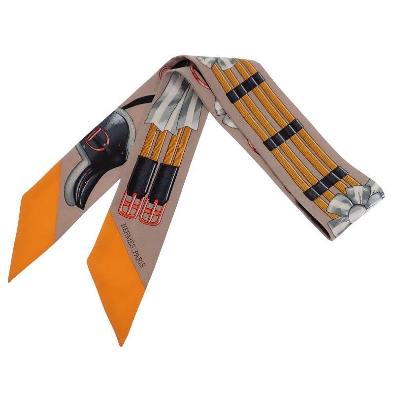 エルメス HERMES ツイリー Jumping スカーフ シルク ベージュサンドル