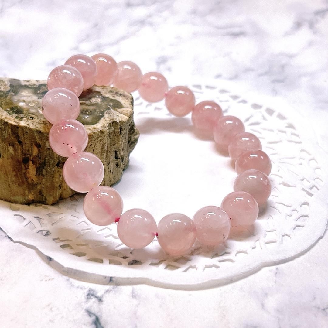 【E101126】ディープローズクォーツ 11㎜ ブレスレット　ピンク 濃いピンク マダガスカル　パワーストーン　Deep Rose Quartz Rose quartz bracelet