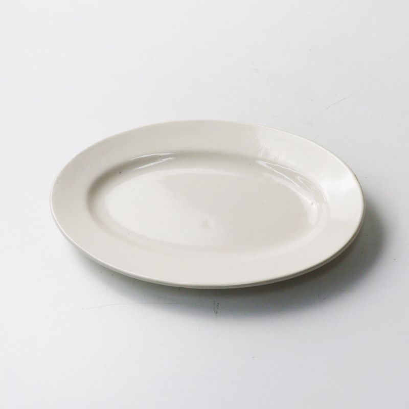 美品 岡田直人 オーバル皿＼オフホワイト プレート 食器 うつわ 作家物