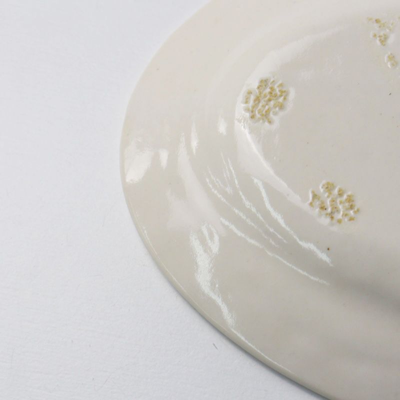 美品 岡田直人 オーバル皿＼オフホワイト プレート 食器 うつわ 作家物