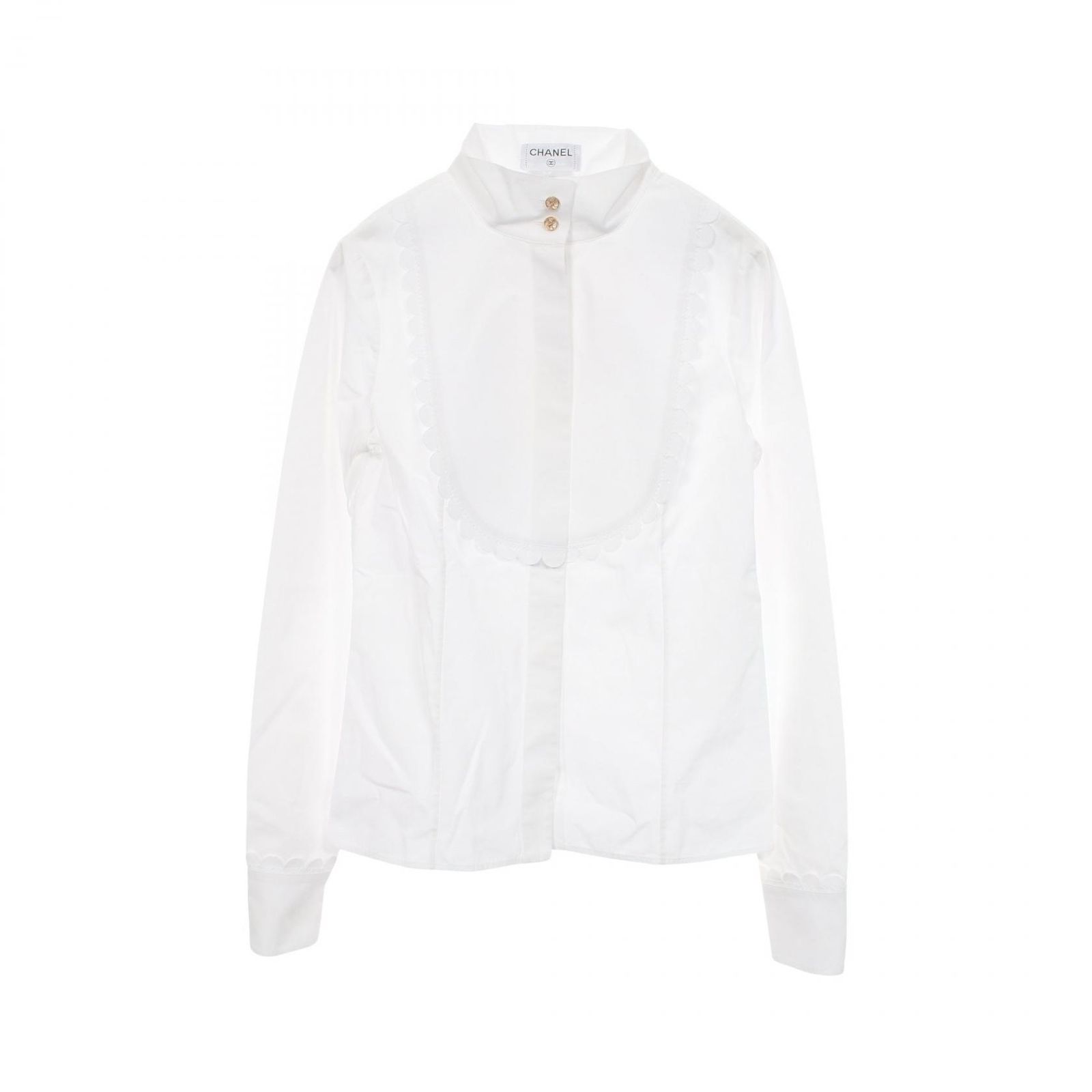 シャネル CHANEL フリルブラウス コットン シャツ レディース Used A