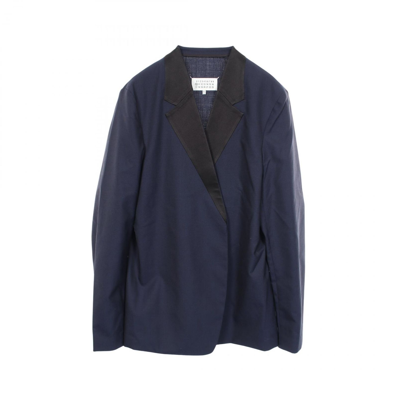 メゾンマルジェラ10 Maison Margiela 10 ノーカラージャケット フェイクカラー ネイビー ウール ジャケット メンズ Used A