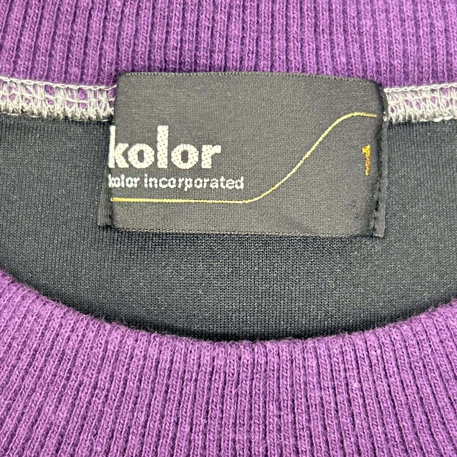 kolor カラー グレー×パープル 21WCMーT12202S ロゴ刺繍 ダンボール