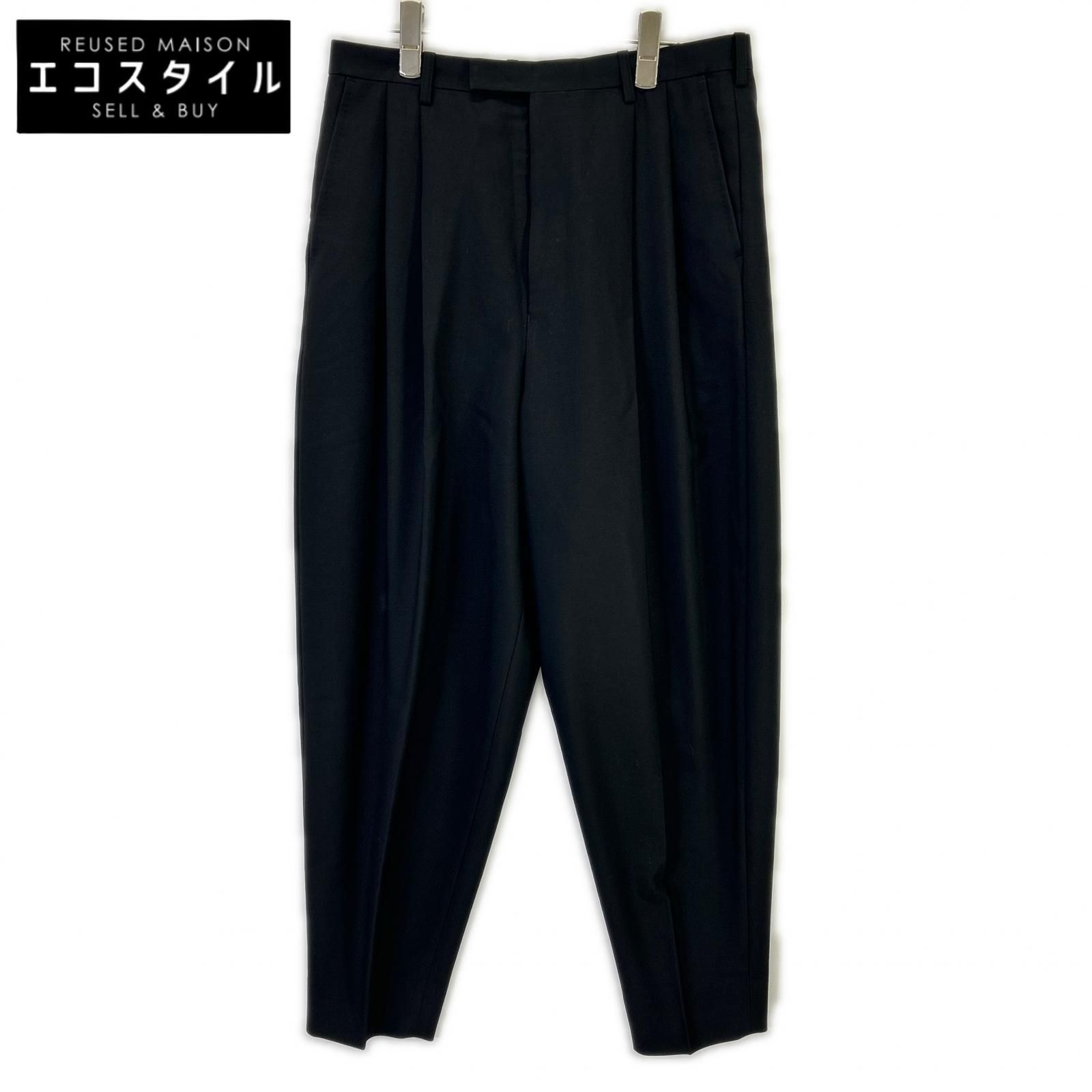 ラッドミュージシャン 2タックワイドテーパードパンツ 44 スラックス 黒 M LAD MUSICIAN ラッドミュージシャン 18SS ブラック ウール 2タック