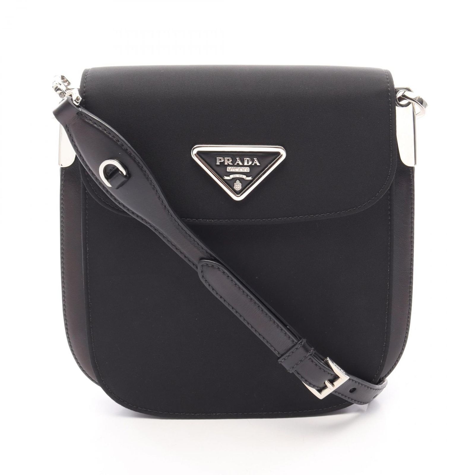 プラダ PRADA ショルダーバッグ マルギット 1BD259 ブラック ナイロン レザー トライアングルロゴ マルギット ショルダーバッグ レディース Used B