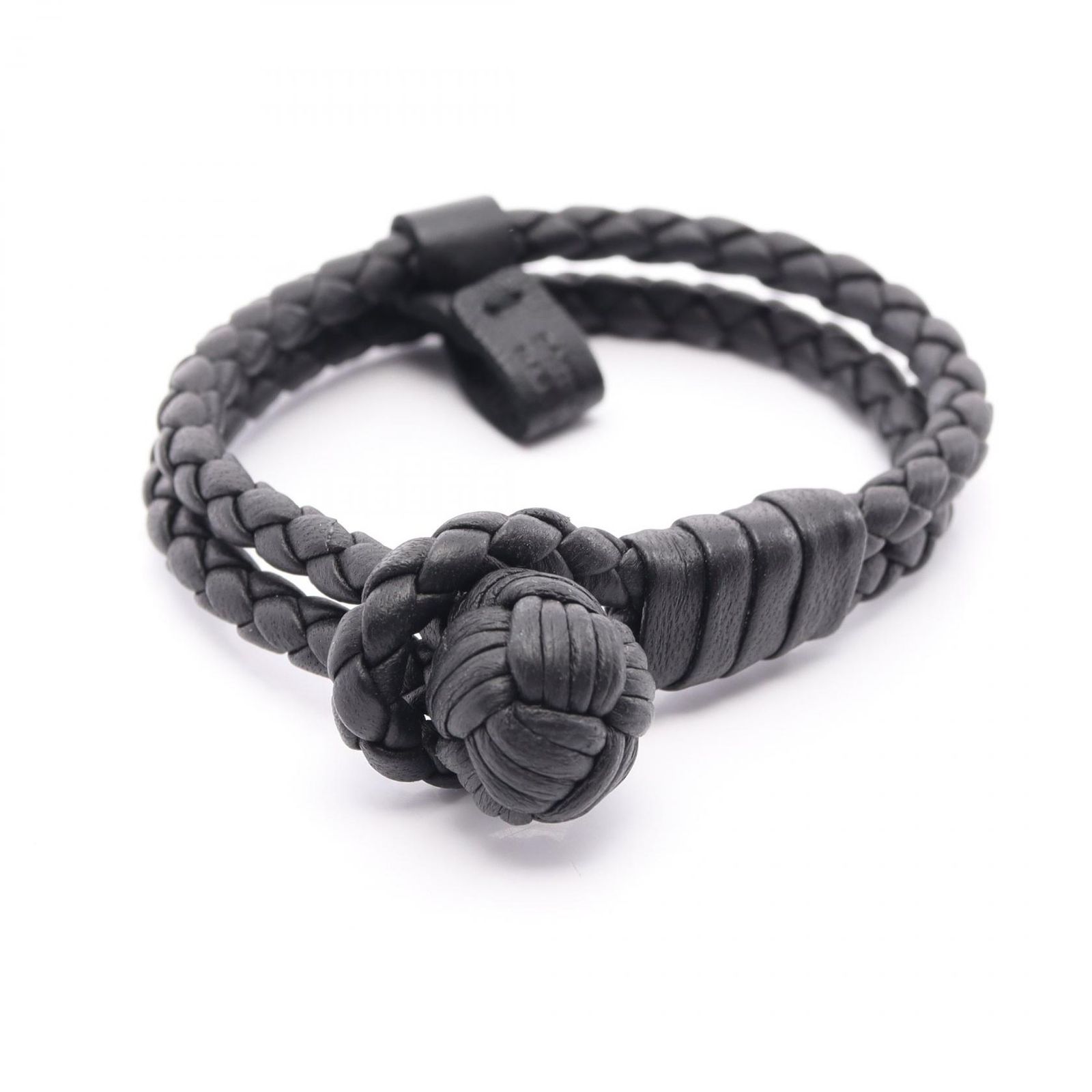 ボッテガヴェネタ BOTTEGA VENETA ブレスレット イントレチャート 612982 ブラック レザー ブレスレット レディース Used A