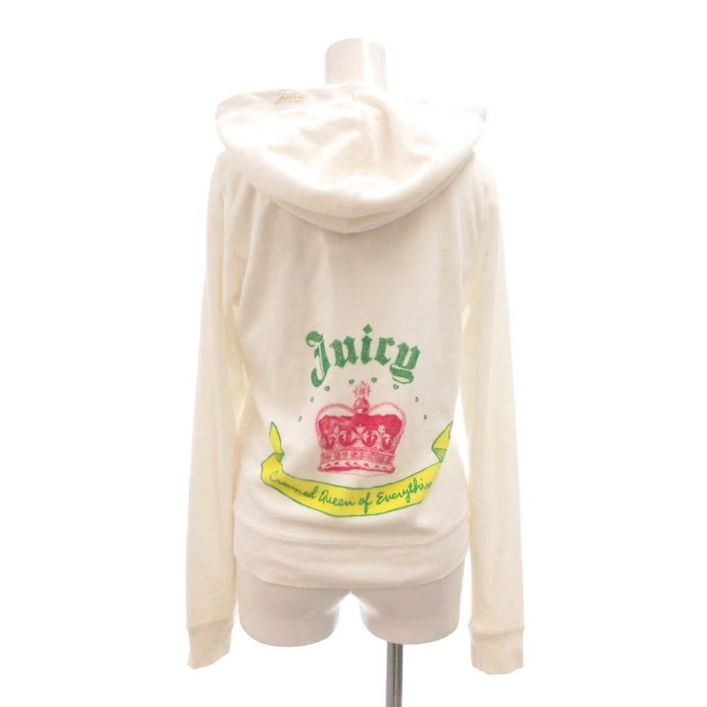 ジューシークチュール JUICY COUTURE パーカー M 白 ホワイト ジップ